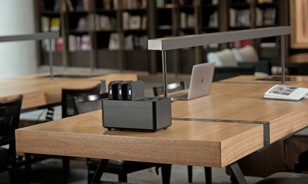 Omnicharge Power Station on a shared desk