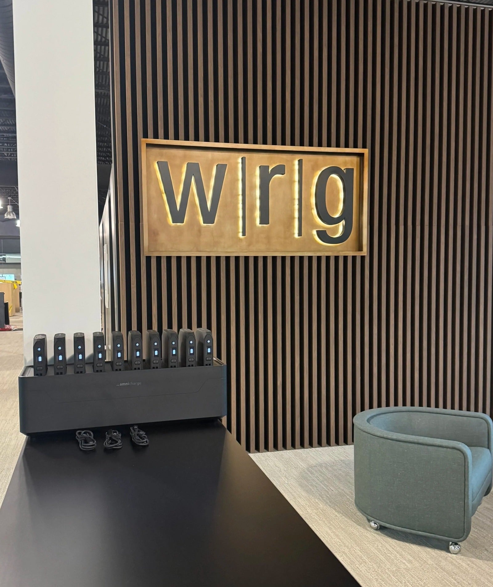 Omni Power Station under the WRG sign in the showroom