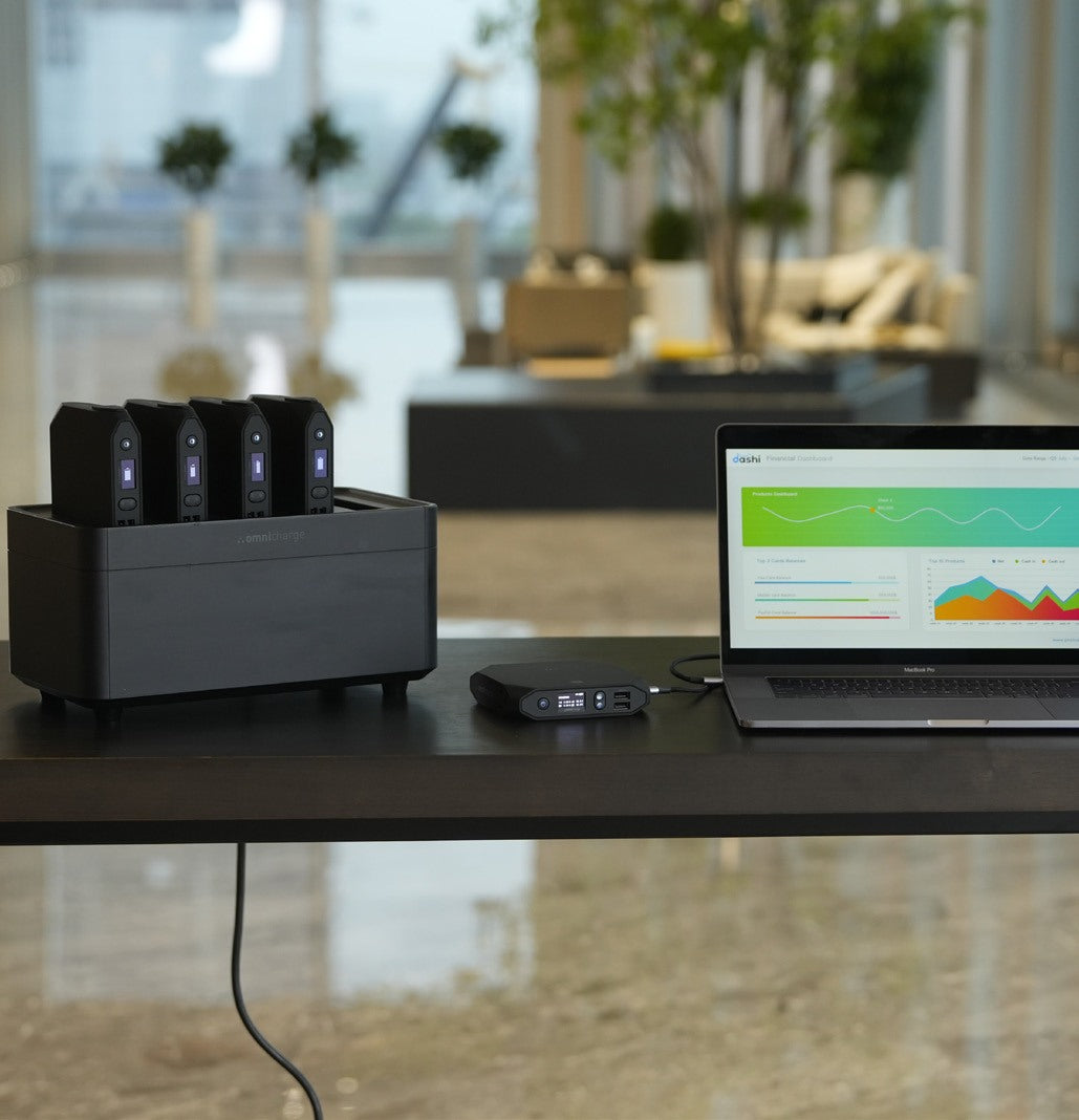 Omnicharge Power Station next to a laptop