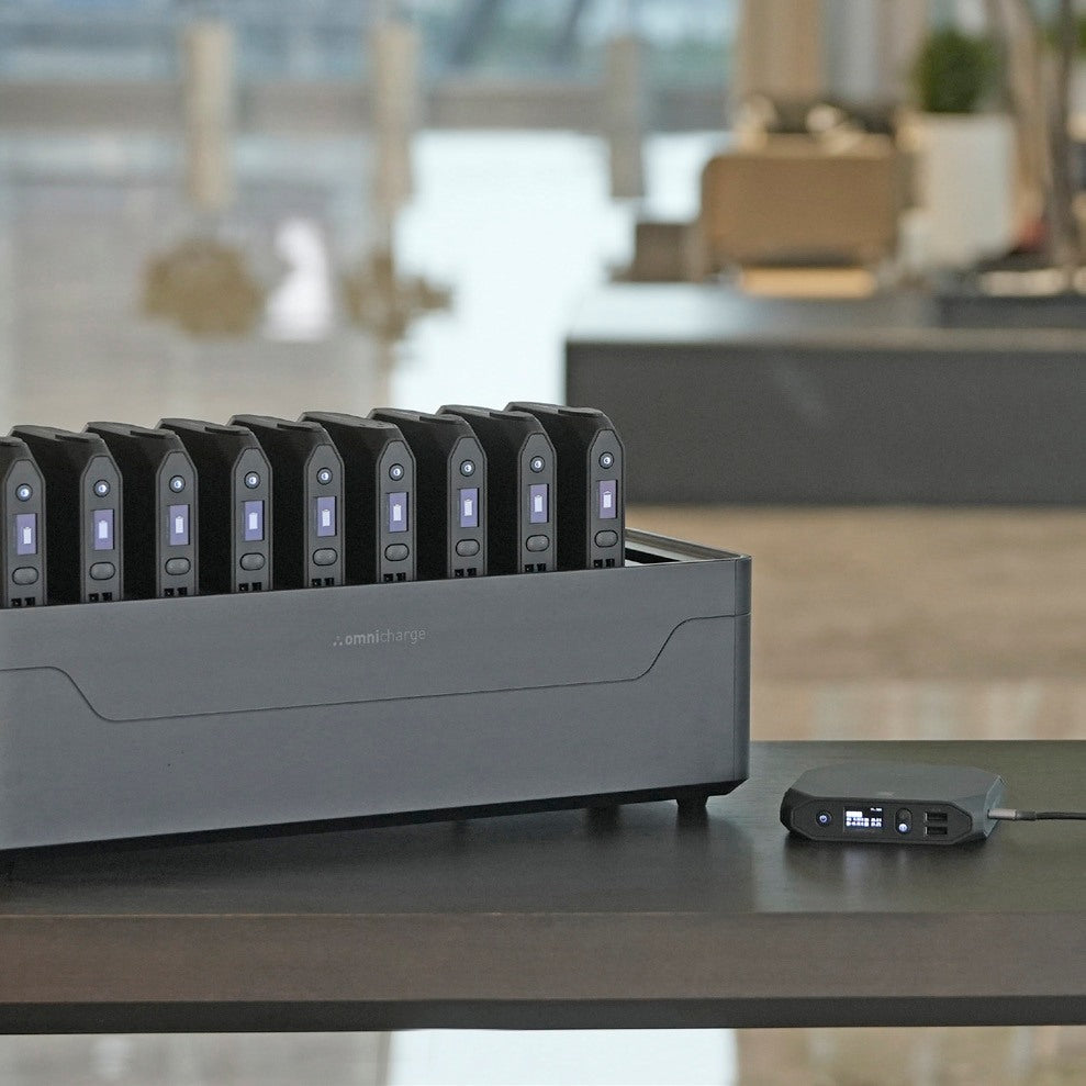 Omnicharge Power Station in a lobby