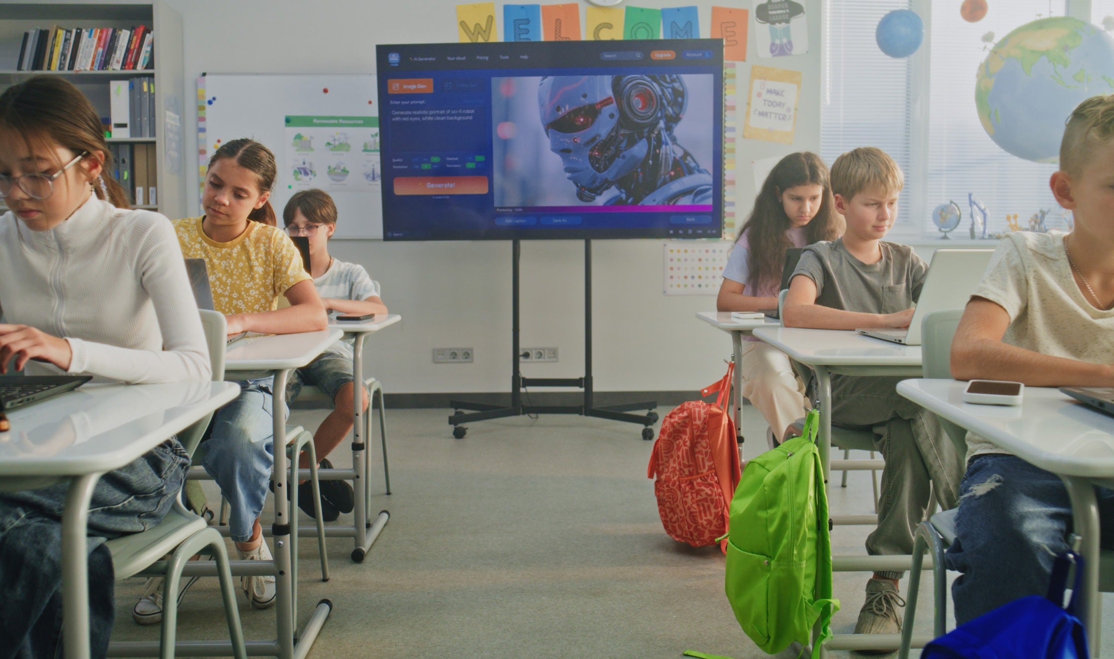 Pupils working on laptops during a lesson